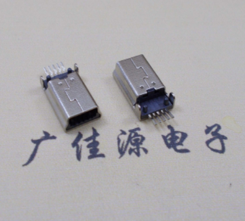 绵阳MINI USB公头 5pin端子贴板带柱 10.7mm体长