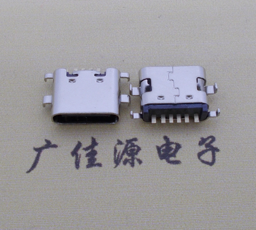 绵阳简易充电type c6P母座沉板1.6mm接口